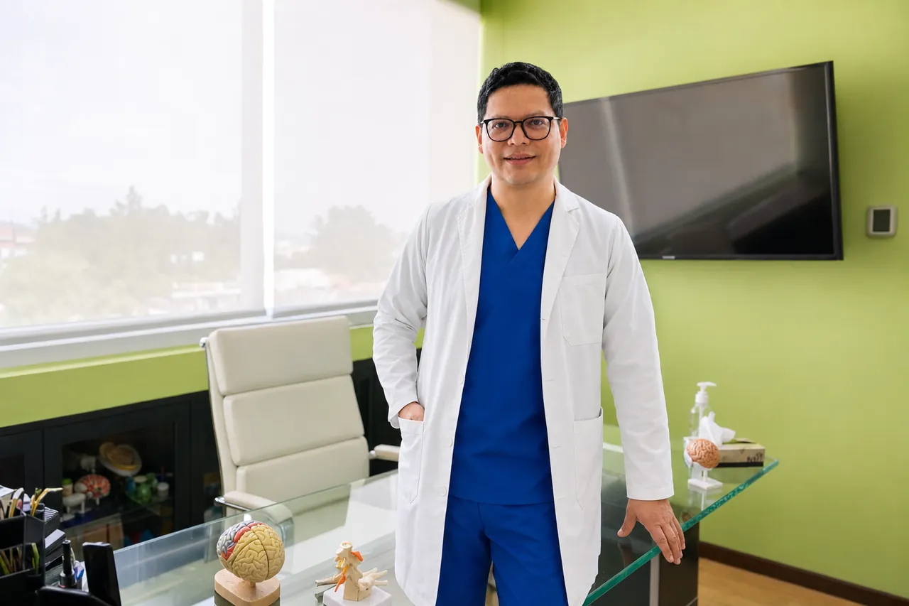 Dr. Eduardo Escutia, especialista en ortopedia pediátrica, dentro de su consultorio en CDMX